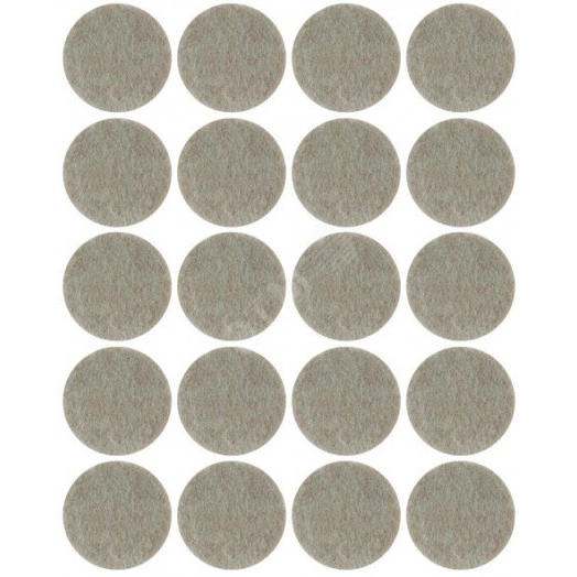 Подкладки для мебели самоклеющиеся круглые 17 мм, 20 шт., войлок
