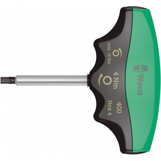 Индикатор крутящего момента с Т-образной рукояткой под внутренний шестигранник 400 Hex с фиксированным моментом затяжки с защитой от вмешательства в настройки 4 x 4.0 Нм