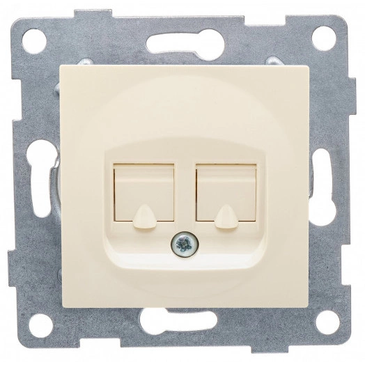 GUSI Ugra механизм розетки  компьютерной и телефонной (RJ45, RJ12), скрытая установка.  Цвет бежевый.