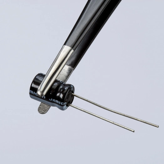 Пинцет ESD захватный прецизионный зазубренные скруглённые губки 35 мм антистатический L-145 мм нержавеющая хромоникелевая сталь хромированный KN-927877ESD