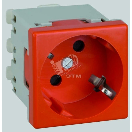Connect Розетка с заземлением 16А 250В 45х45мм безвинтовые клеммы SC красный