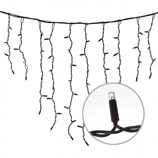 Бахрома с эффектом мерцания 3м Белый свет Провод черный ULD-B3010-200/TBK WHITE IP67