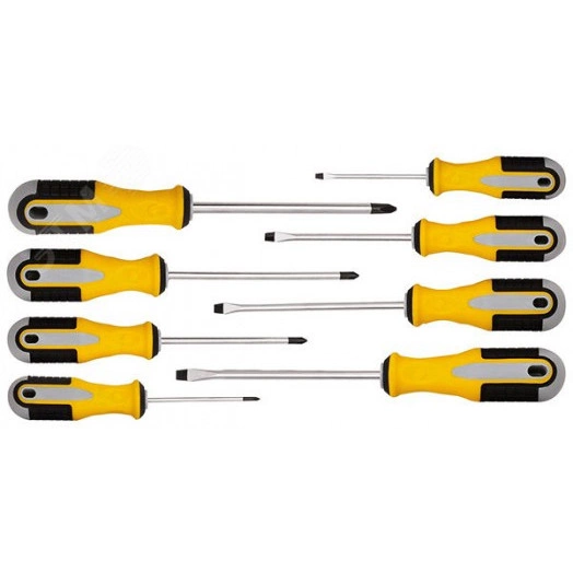 Отвертки ''Старт'' CrV сталь прорезиненные ручки магнитный наконечник набор 8 шт