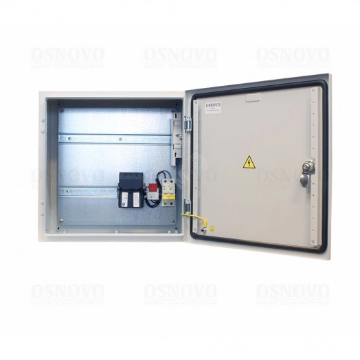 Станция базовая уличная с термостабилизацией и оптическим кроссом. Встроенные DIN-рейки верхняя - 320мм, нижняя - 180мм.