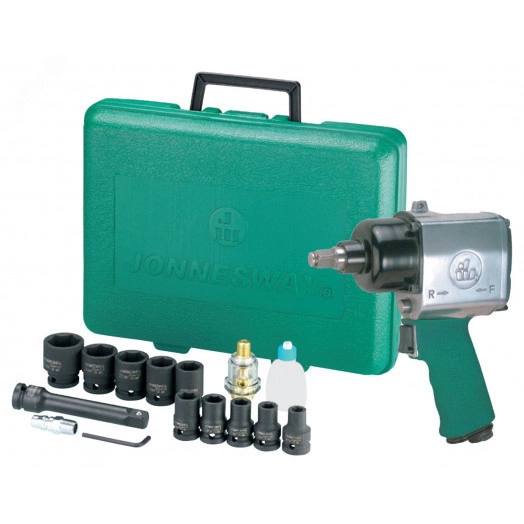 Набор гайковерт пневматический ударный 1/2''DR 7000 об/мин., 610 Нм с аксессуарами, 17 предметов
