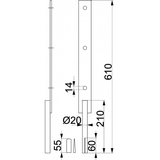 Анкер деревянной стойки для скального грунта L= 610 мм