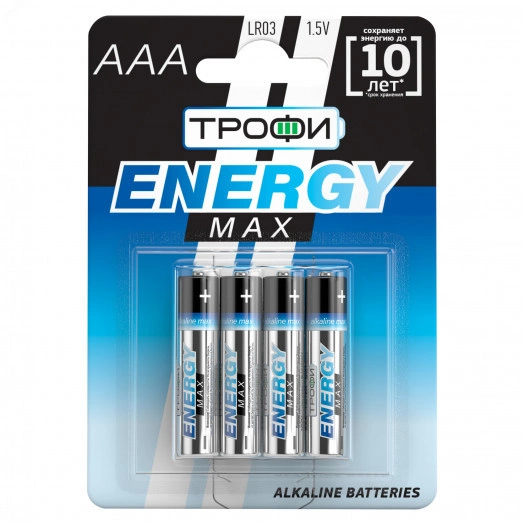 Элемент питания Трофи LR03-4BL ENERGY MAX Alkaline (40/960/30720)