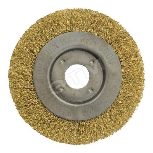 Кордщетка-колесо, посадочный диаметр 22.2 мм, стальная латунированная волнистая проволока 125 мм