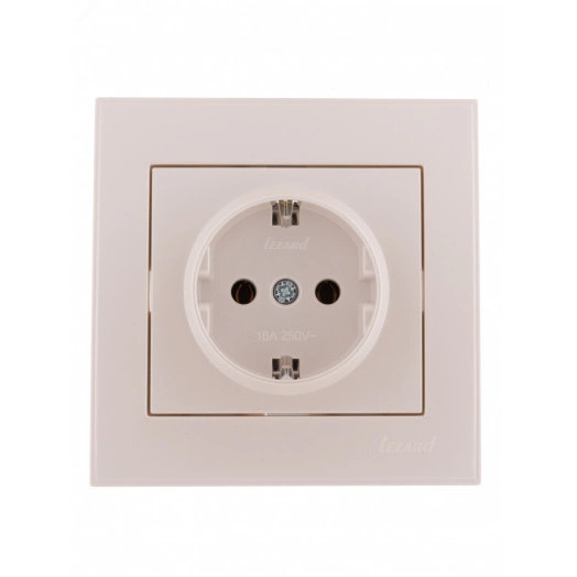 Розетка RAIN с заземлением керамика жемчужно-белый перламутр