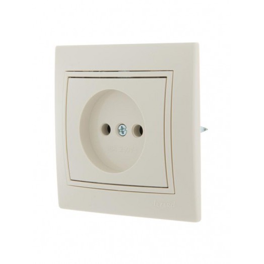 Розетка 1-м СП Mira 16А IP20 без заземл. со вставкой керамика крем. LEZARD 701-0303-121