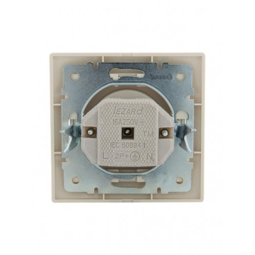 Розетка 1-м СП Mira 16А IP20 без заземл. со вставкой керамика крем. LEZARD 701-0303-121