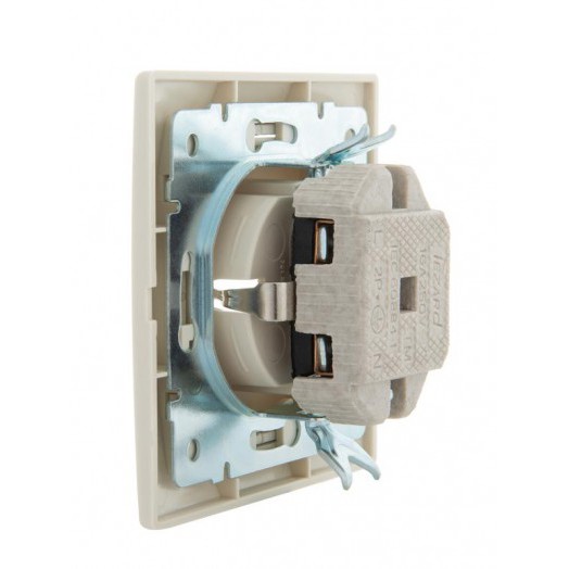 Розетка 1-м СП Mira 16А IP20 с заземл. со вставкой керамика крем. LEZARD 701-0303-122