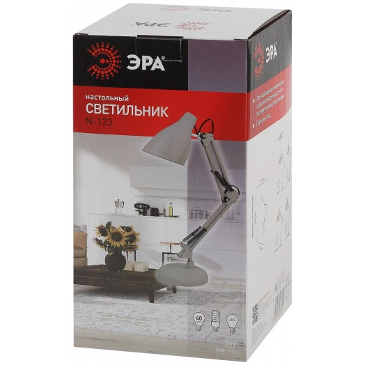 Светильник настольный  N-123-Е27-40W-GY серый ( ЭРА