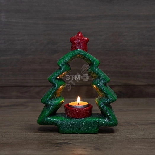 Керамический домашний подсвечник Елочка 16.2х6.2х20 см