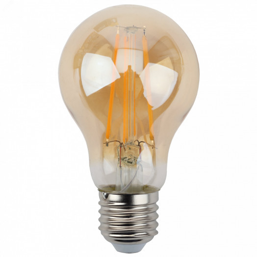 Лампа светодиодная филаментная F-LED A60-7W-827-E27 gold (филамент, груша золот., 7Вт, тепл, Е27) ЭРА (10/100/1200) ЭРА