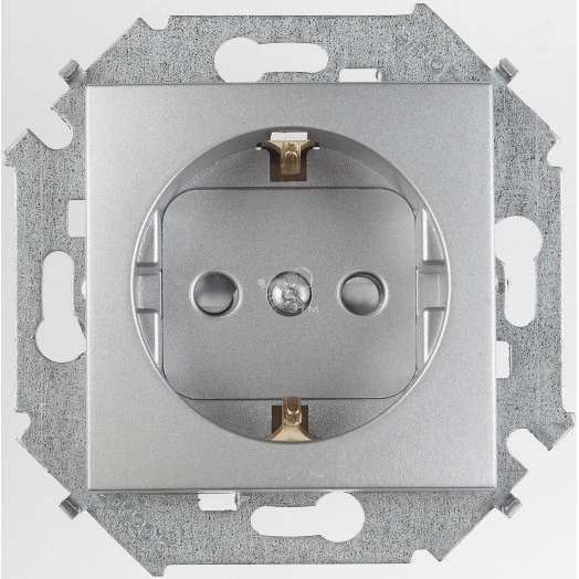 Розетка 2P+E Schuko, со шторками, 16А, 250В, винтовой зажим, алюминий