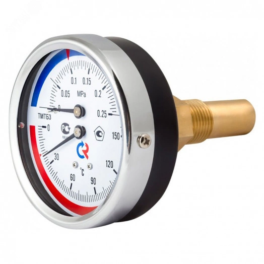 Термоманометр осевой ТМТБ-41Т.1, 0...120С, 0...0,6 МРа 1/2' кл.2.5