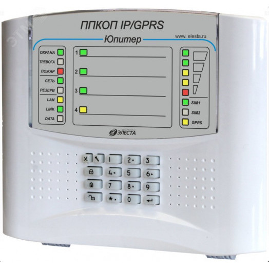 Прибор приемно-контрольный охранно-пожарный (4 IP/GPRS), пластик, встроенная клавиатура