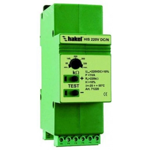 Прибор для контроля изоляции в сетях с изолированной нейтралью HIS 220 VDC/N , UN- 24 В DC, UIT - 220 В, RCRIT 80-320 кОм
