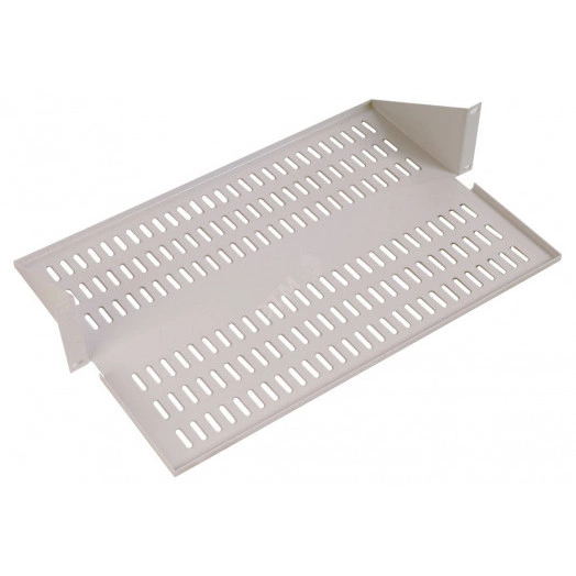 Полка для стойки перфорированная консольная 2U с центральным креплением 300 мм черная