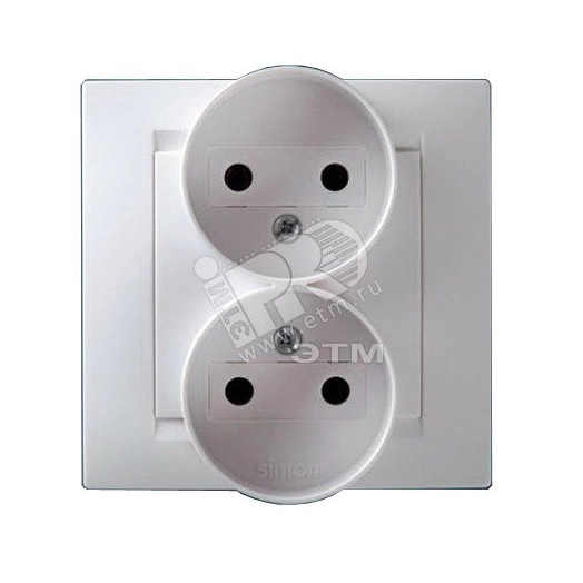 Simon15 Розетка двойная 2Р 16А 250В винтовой зажим белый