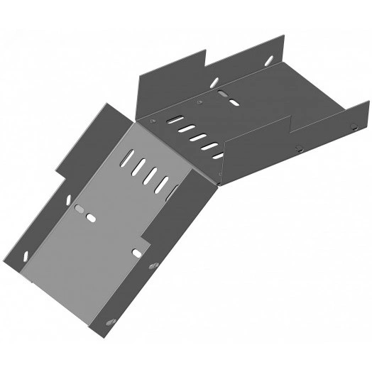 Лоток замковый перфорированный КСЗ 150х85-45 УХЛ1 для поворота трассы вниз на 45 горячий цинк (толщина покрытия 40 -120 мкм) S1.5