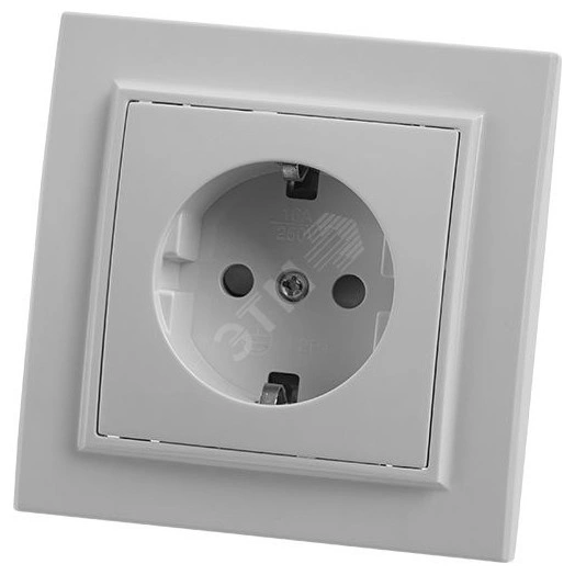 Розетка 1-местная с/з, серия Эрна, белый, Stekker