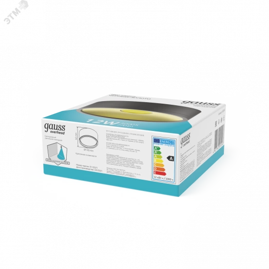 Светильник светодиодный накладной LED ДПО 12 Вт 1100 Лм 4000К IP20 d140х50 мм монт d50 мм Overhead Gauss