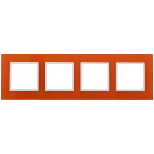 Рамка на 4 поста, стекло, Эра Elegance, оранжевый+бел, 14-5104-22