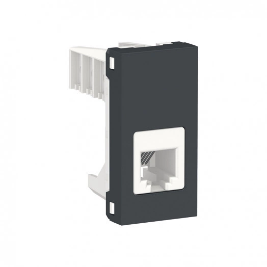 Розетка UNICA MODULAR телефонная RJ12 одиночная 1 модуль антрацит