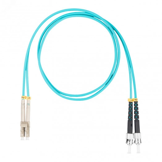 Шнур оптический коммутационный (патч-корд), LC-ST, дуплекс (duplex) OM3, нг(А)-HF, бирюзовый, 5,0 м