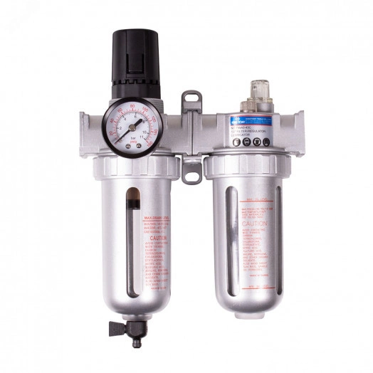 Фильтр влагоотделитель с редуктором и лубрикатор 3/8', 10 бар