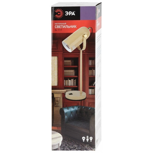 Настольный светильник N-117-Е27-40W-BG бежевый (12/48) ЭРА