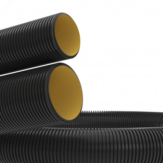 Труба двустенная ПНД гибкая для кабельной         канализации д.160мм с протяжкой SN6 в бухте 50м   цвет черный