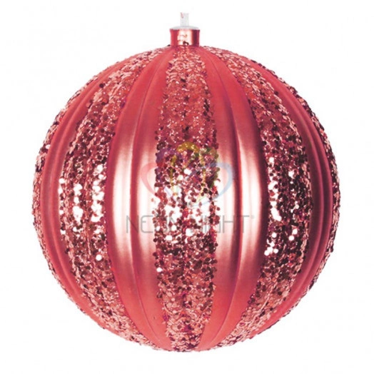 Фигура профессиональная елочная Полосатый шар 20см красный