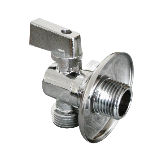 Кран шаровой угловой с обр.клап. и отраж., хром НН 1/2x3/4