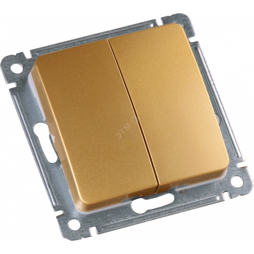 MASTER Переключатель двухклавишный скрытой установки, в рамку, золото