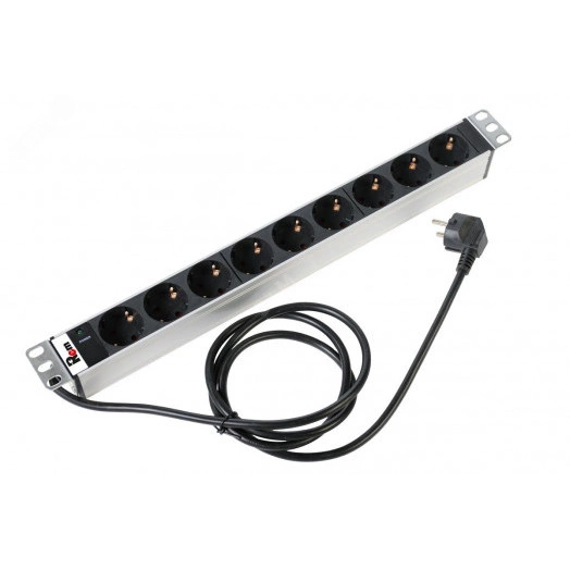 Блок розеток Rem-16 с индикатором 9 Schuko 16A 19' шнур 1.8 м