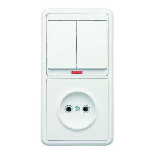 Блок БКВР-213 Бэлла (2-кл. выкл. с инд. + розетка) бел. Кунцево 5829