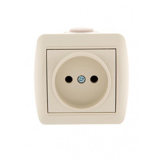 Розетка 1-м ОП Nata 16А IP20 без заземл. керамика крем. LEZARD 710-0300-121