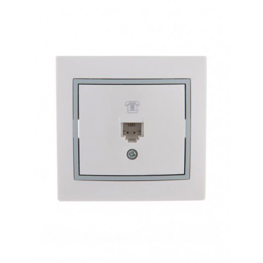 Розетка телефонная 1-м СП Mira RJ11 бел./сер. LEZARD 701-0215-137