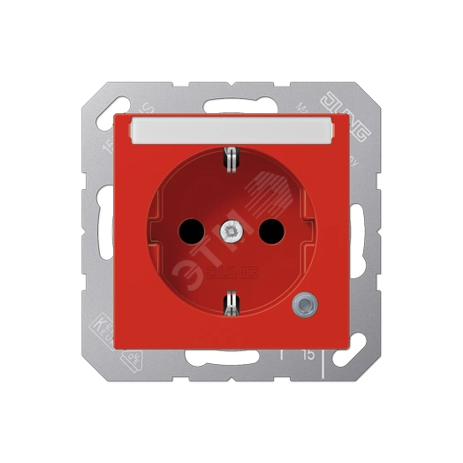Розетка с полем для надписи 6x46 мм A500 2К+З 16 А 250В~ ударопрочная, красная