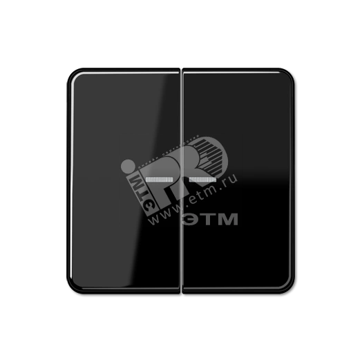 Клавиши для сдвоенных выключателей с подсветкой  черные