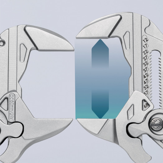 Клещи переставныеавные - гаечный ключ 60 мм (2 3/8) L-300 мм Cr-V хромированные обливные рукоятки KN-8603300