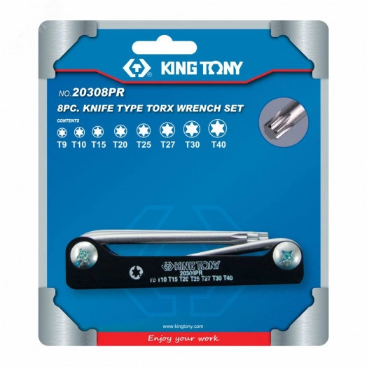 Набор Г-образных TORX, T9-T40, складные, 8 предметов