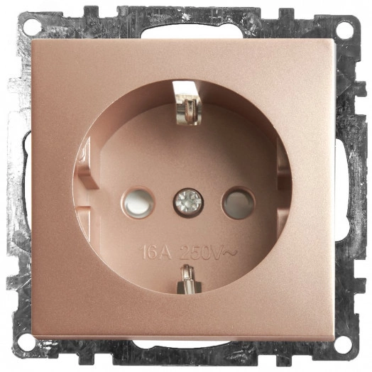 Розетка 1-местная с/з, шампань