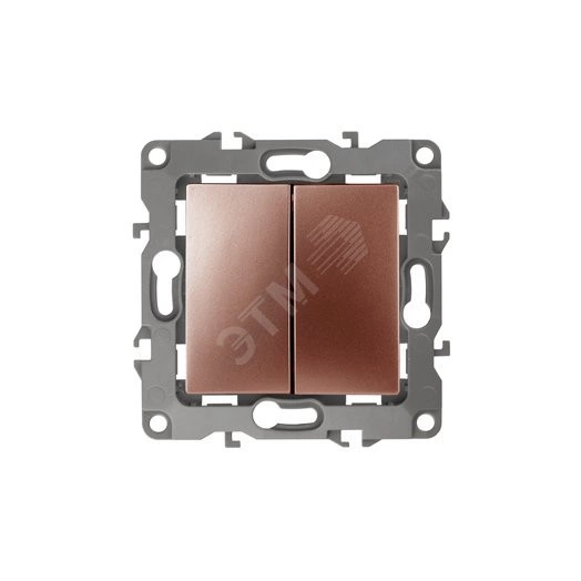 Переключатель двойной, 10АХ-250В, Эра12, медь,12-1106-14