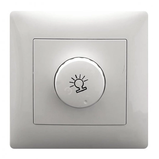 GUSI Bravo Диммера,  500 W, с накладкой  и  воротком, скрытая  установка,    с  одноместной  рамкой С1010-001. Цвет белый.