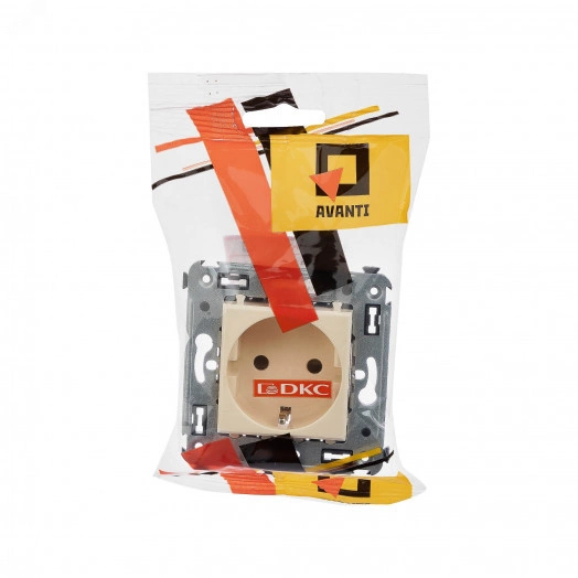 Avanti Розетка в стену, 2P+E, с защитными шторками, ''Ванильная дымка''