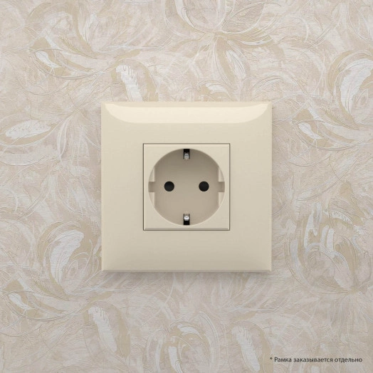 Avanti Розетка в стену, 2P+E, с защитными шторками, ''Ванильная дымка''